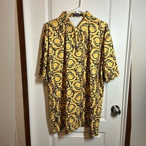 Luxury Men’s Polo Shirt GS Bogosse - Size 2XL Gold Medallion Pattern EUC